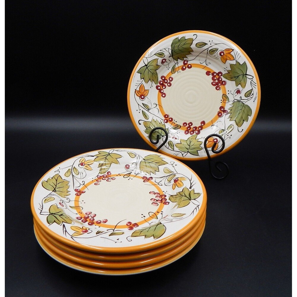 Pier 1  Imports Chateau Napa Salad Pasta Dish Bowls Earthenware Hand-painted S/5